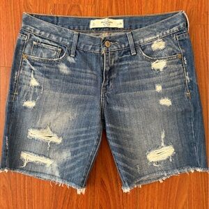 Abercrombie & Fitch Distressed Blue Denim Shorts